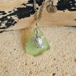 Seafoam Sea Glass with Turtle Necklace