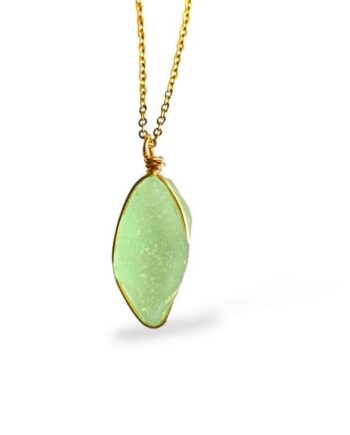 Seafoam Nugget Sea Glass Necklace - Gold