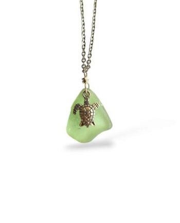 Seafoam Sea Glass with Turtle Necklace