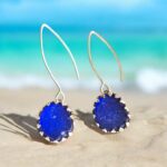 Cobalt Blue Sea Glass and Sterling Silver Earrings