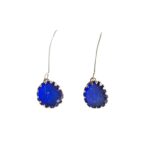 Cobalt Blue Sea Glass and Sterling Silver Earrings