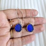 Cobalt Blue Sea Glass and Sterling Silver Earrings
