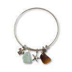 Aruba Sea Glass Bangle Bracelet Silver