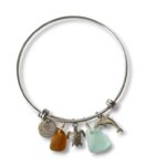 Aruba Sea Glass Bangle Bracelet Silver